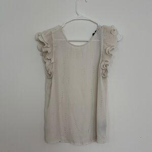 Who What Wear Cream Ruffle Sleeve Blouse